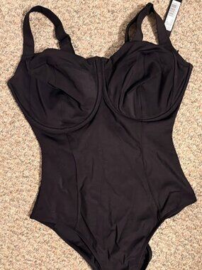 TA3 Lifty One Piece Underwire Swimsuit Black Sz L Regular/Long Cup HI NWT